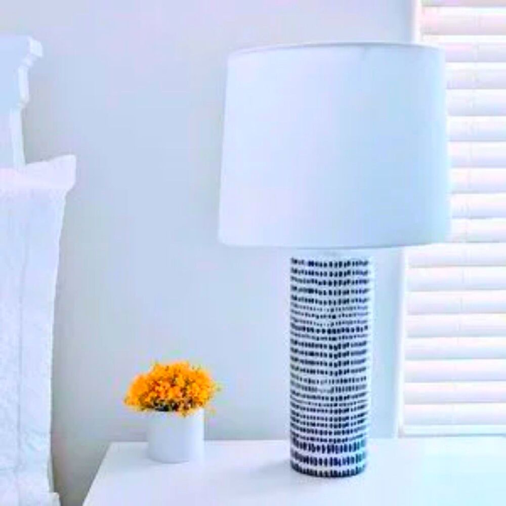 Seaside Navy Blue and White Patterned Ceramic Table Lamp